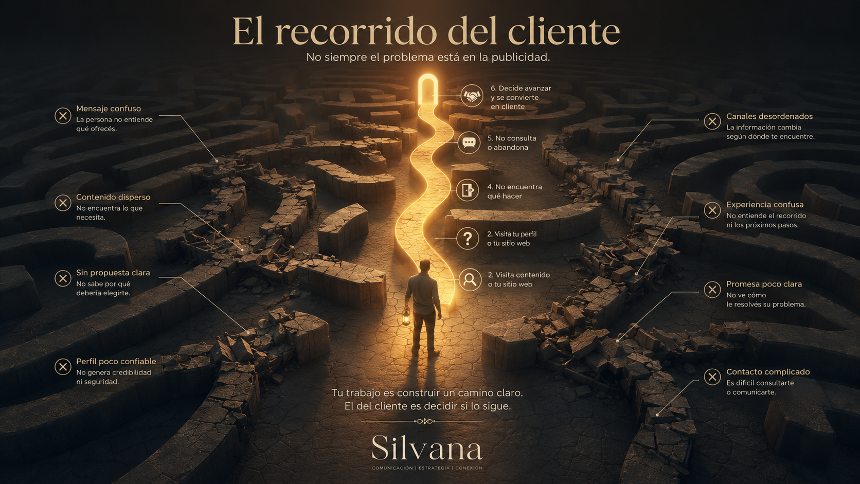 Camino del cliente guiado por una comunicación clara de los canales digitales del negocio.